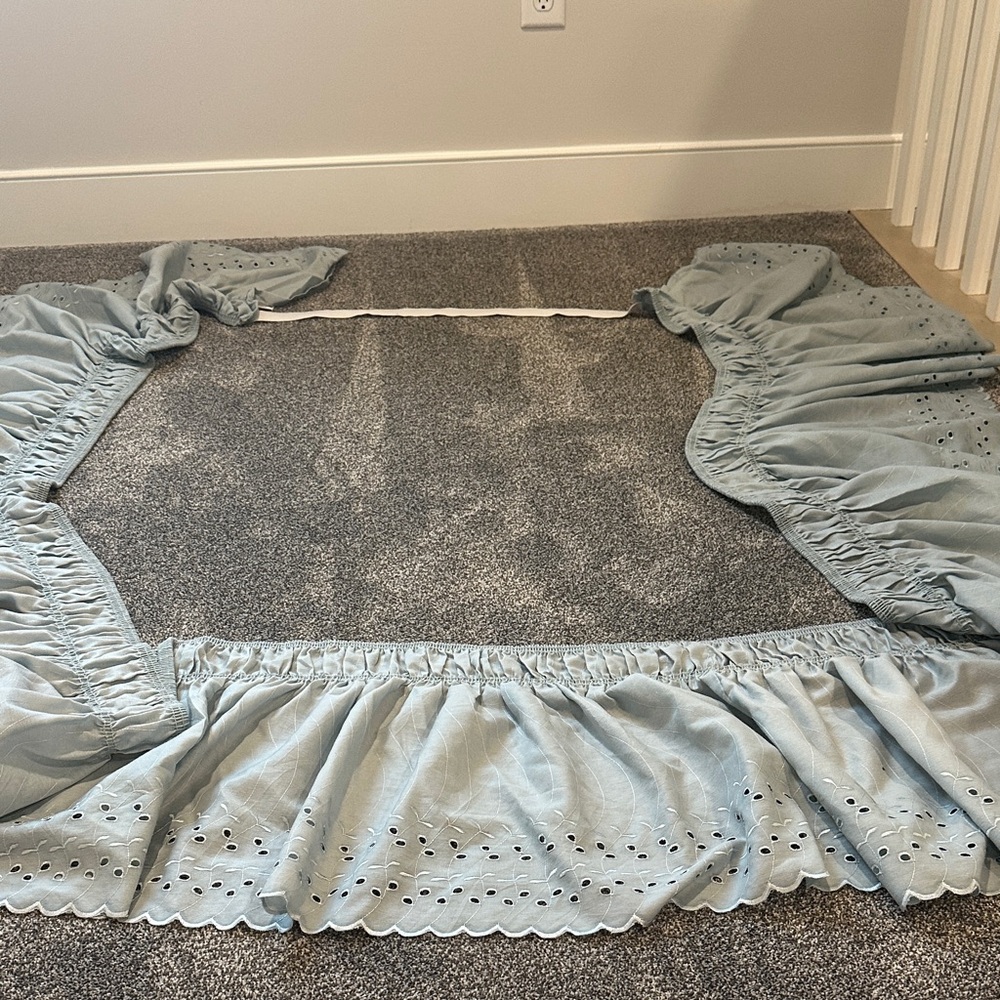 3/$15 Light Blue/Seafoam Eyelet Full Size Elastic Skirt washed-never used.